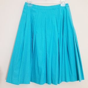 Talbots Small Polka Dot Aqua Blue White Full Skirt Sz 6